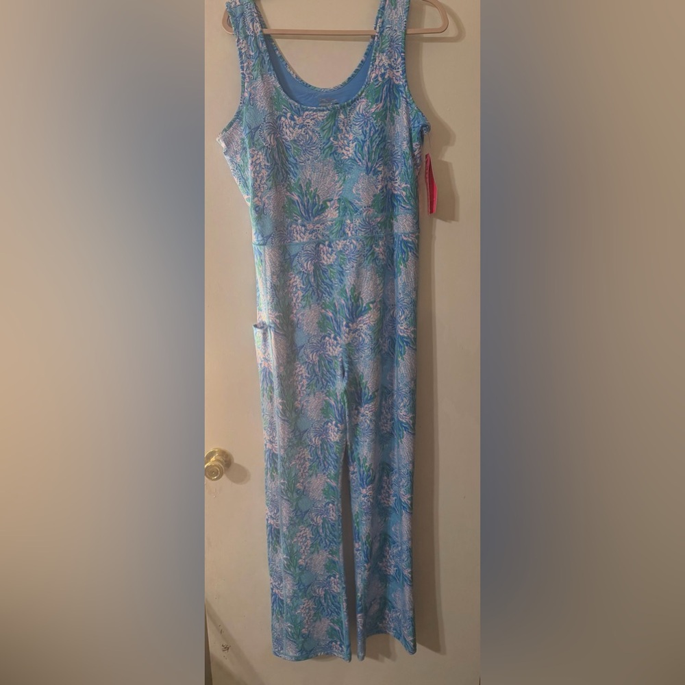 Lilly Pulitzer Blue and Green Floral Jumpsuit